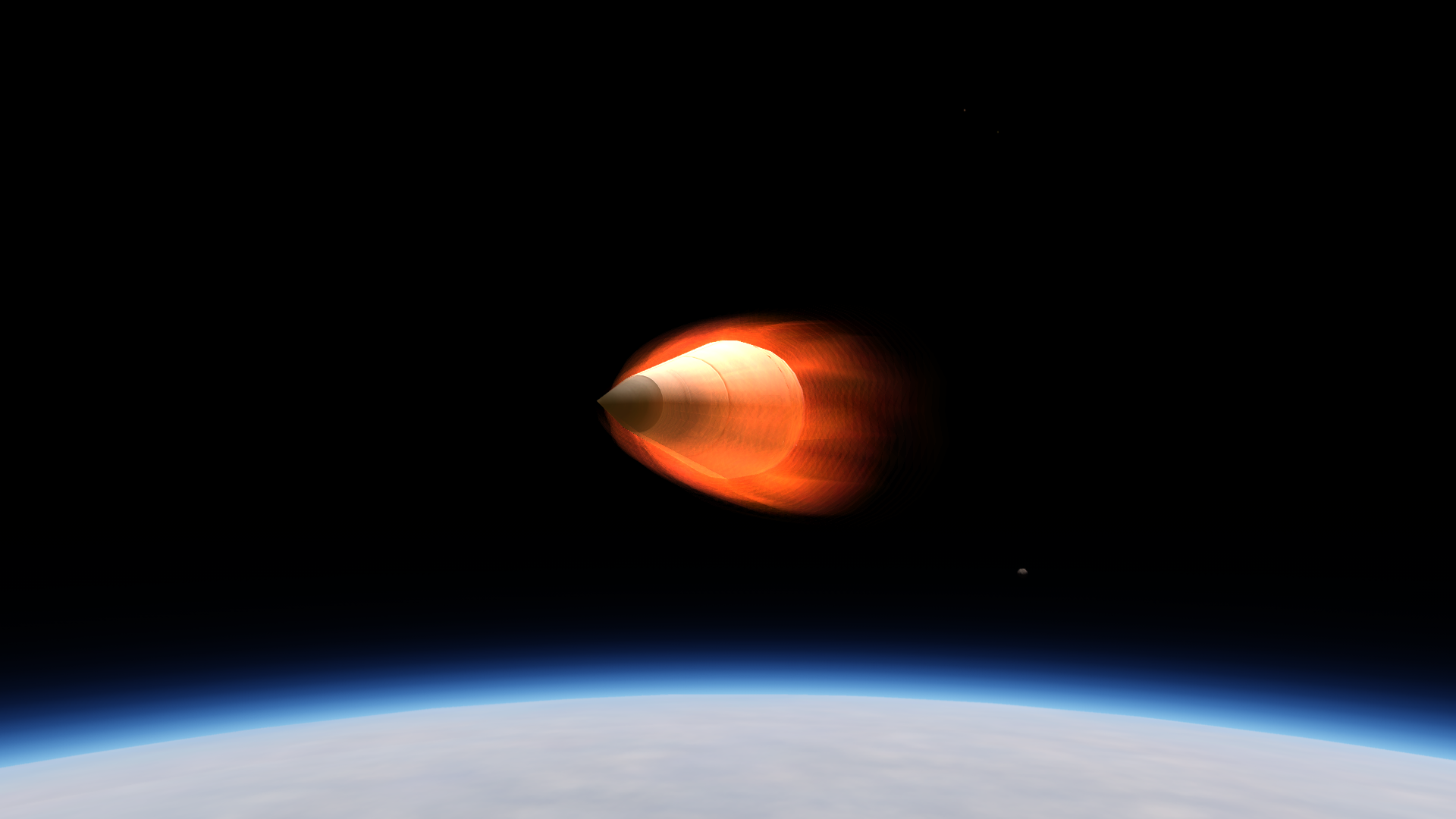 The nosecone burning up in the atmosphere.